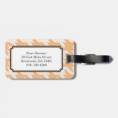 Gewaagd modern sinaasappel houndstooth met bagagelabel (Achterkant horizontaal)