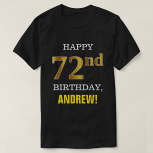 Gewaagd, Zwart, Gouden 72ste Verjaardag Faux met T-shirt