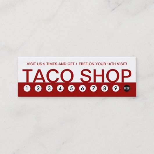 gewaagde TACO SHOP klantenloyaliteit Klantenkaartje (Voorkant)