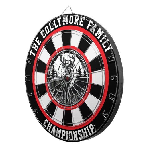 Gewapend hert in Forest Design Dartbord (Voorkant Rechts)