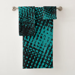 Gewas en gebonden cyaan of mengsel van blauw en gr bad handdoek