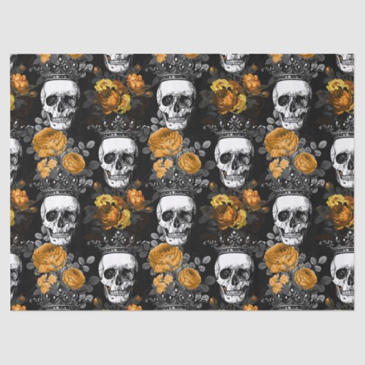 Gewas Skulls met Oranje Rozen ontkoppelen Tissuepapier (Voorkant)