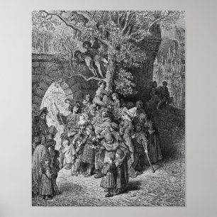Gewas van toeschouwers en toeschouwers aan de poster