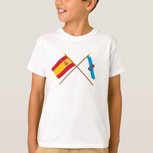Gewasemde vlaggen van Spanje en Galicië T-shirt (Voorkant)