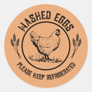 Gewassen Eieren Bewaren in de Koelkast Ronde Sticker