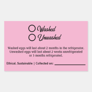 Gewassen Ongewassen Kip Ei Karton Verpakking Rechthoekige Sticker