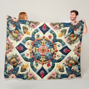 Gewatteerd Abstract bloemontwerp Fleece Deken