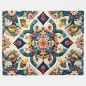 Gewatteerd Abstract bloemontwerp Fleece Deken (Voorkant (Horizontaal))