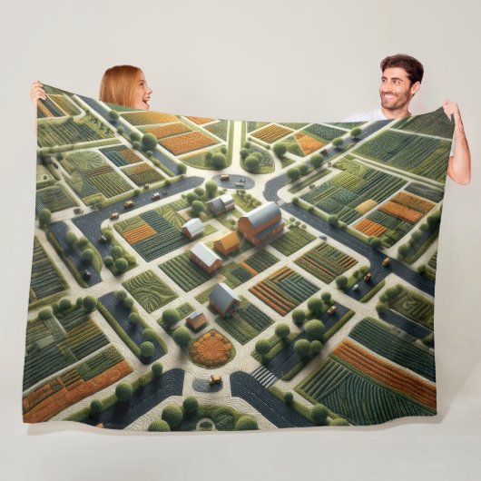 Gewatteerd Abstract Boerderij Landschap Fleece Deken (In situ)