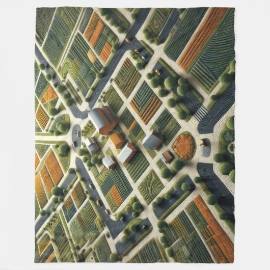 Gewatteerd Abstract Boerderij Landschap Fleece Deken (Voorkant)