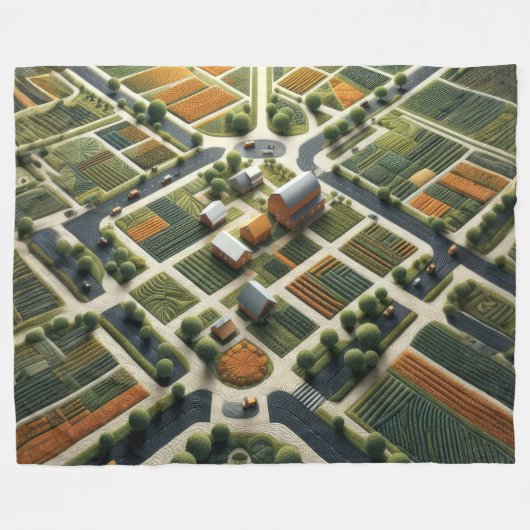 Gewatteerd Abstract Boerderij Landschap Fleece Deken (Voorkant (Horizontaal))