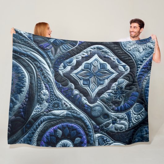 Gewatteerd abstract ontwerp fleece deken (In situ)