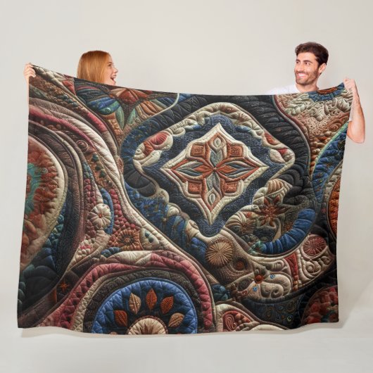 Gewatteerd abstract ontwerp fleece deken (In situ)
