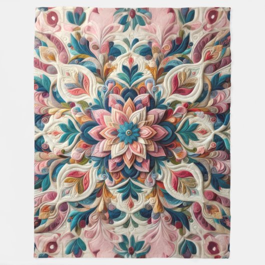 Gewatteerd abstract ontwerp fleece deken (Voorkant)