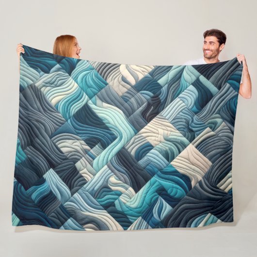 Gewatteerd abstract ontwerp fleece deken (In situ)