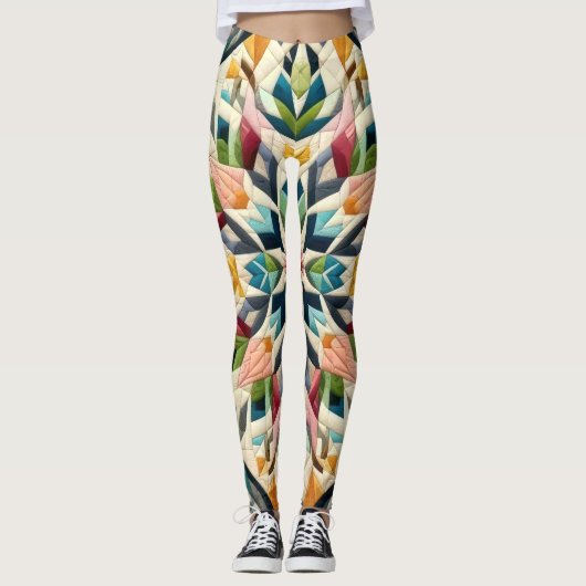 Gewatteerd abstract ontwerp leggings (Voorkant)