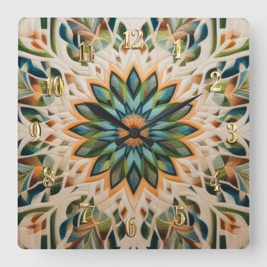 Gewatteerd abstract ontwerp vierkante klok (Voorkant)