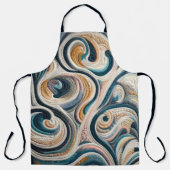 Gewatteerd Blauw Goud Abstract Ontwerp Schort (Voorkant)