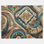 Gewatteerd Blauwgroen Blauw Goud Abstract Ontwerp Fleece Deken (Voorkant (Horizontaal))