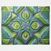 Gewatteerd groen blauw abstract ontwerp fleece deken (Voorkant (Horizontaal))