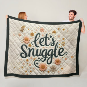 Gewatteerd Laten we knuffelen ontwerp Fleece Deken