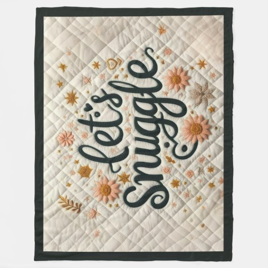 Gewatteerd Laten we knuffelen ontwerp Fleece Deken (Voorkant)