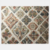 Gewatteerd ontwerp in koper groen grijs fleece deken (Voorkant (Horizontaal))