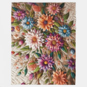 Gewatteerd ontwerp van bloemen fleece deken (Voorkant)