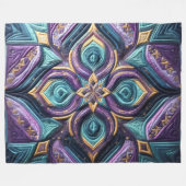 Gewatteerd Paarse turquoise blauw abstract ontwerp Fleece Deken (Voorkant (Horizontaal))