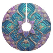 Gewatteerd Paarse turquoise blauw abstract ontwerp Kerstboom Rok (Voorkant)