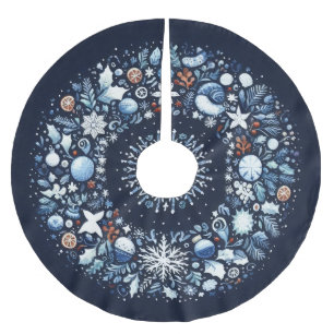 Gewatteerd Patroon Blauw en Wit Kerstmis Kerstboom Rok