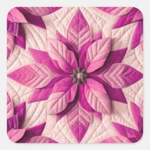 Gewatteerd patroon Poinsettia Roze Vierkante Sticker