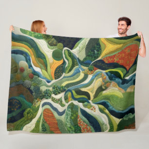 Gewatteerde abstracte design antenne topografie fleece deken
