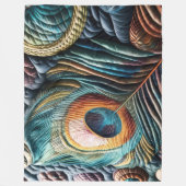 Gewatteerde Abstracte Peacock Feather Fleece Deken (Voorkant)
