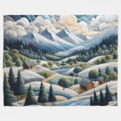 Gewatteerde berglandschap Scène Blauw Fleece Deken (Voorkant (Horizontaal))