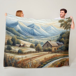 Gewatteerde berglandschap Scène Blauw Fleece Deken