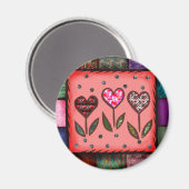 Gewatteerde harten T-shirts en geschenken Magneet (Voorkant / Achterkant)