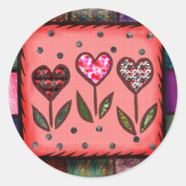 Gewatteerde harten T-shirts en geschenken Ronde Sticker