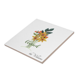 Gewatteerde Herfstbloemen "gezegend" Keramische Te Tegeltje