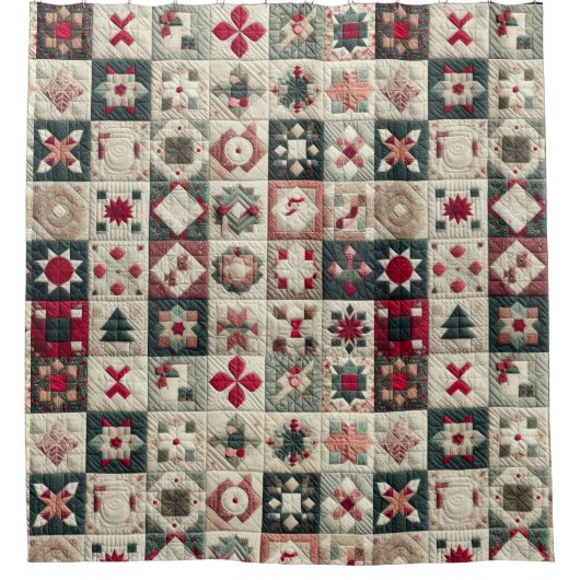 Gewatteerde kerst Design Douchegordijn (Voorkant)