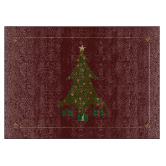 Gewatteerde kerst glas snijplank (Voorkant)