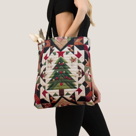 Gewatteerde kerst ontwerp draagtas (Dichtbij)