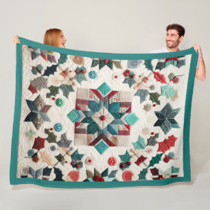 Gewatteerde kerst ontwerp fleece deken