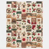 Gewatteerde kerst ontwerp fleece deken (Voorkant)