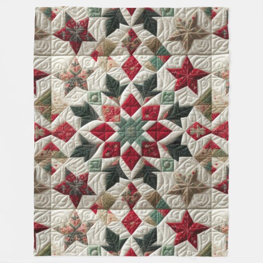 Gewatteerde kerst ontwerp fleece deken (Voorkant)