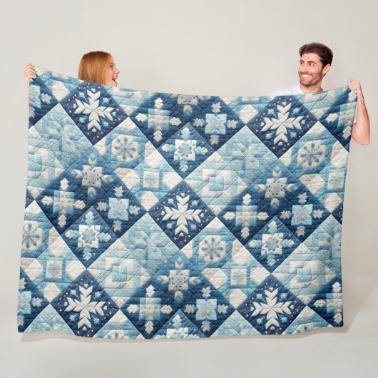 Gewatteerde kerst ontwerp fleece deken (In situ)