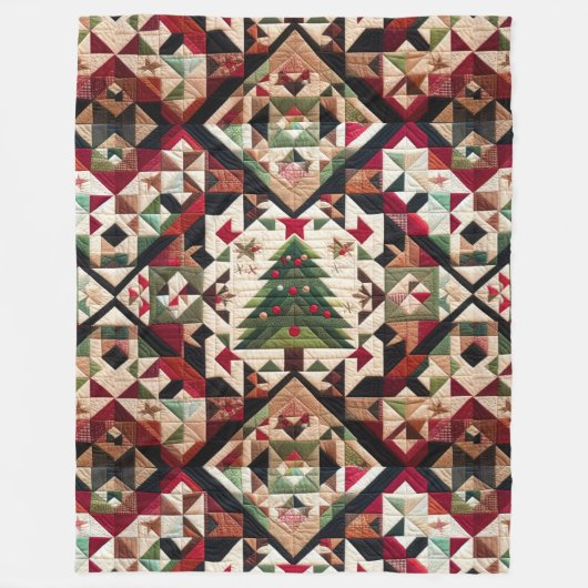 Gewatteerde kerst ontwerp fleece deken (Voorkant)