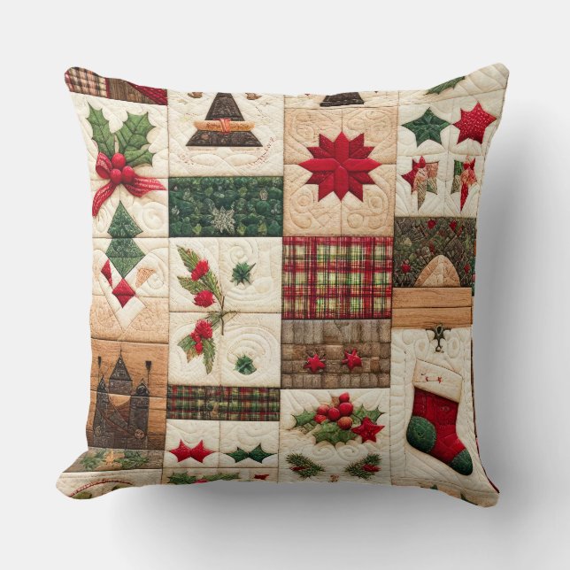 Gewatteerde kerst ontwerp kussen (Voorkant)