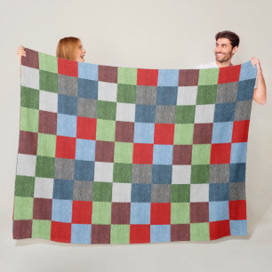 Gewatteerde kleurblokken fleece deken