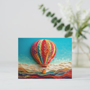 Gewatteerde luchtballon Art Briefkaart